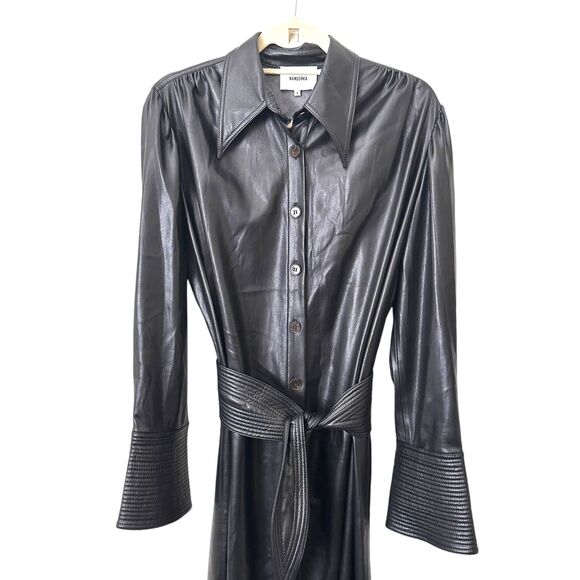 NANUSHKA Vegan Leather Tie Front Maxi Dress Black Sz Small - Picture 4 of 8